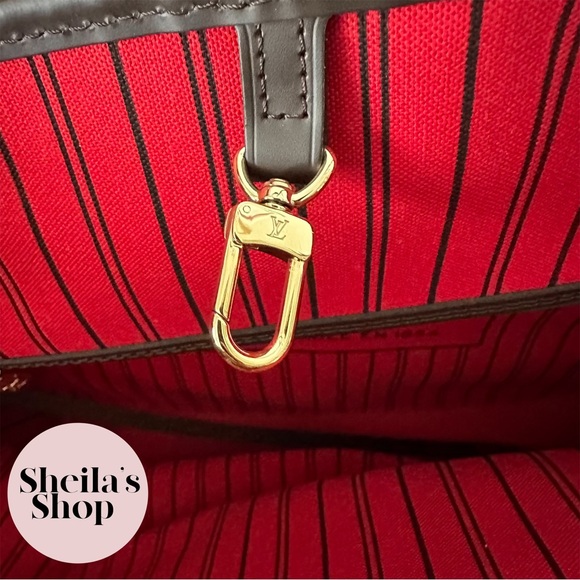 NWT Authentic Louis Vuitton 2022 Neverfull MM Damier Ebene Cherry with Pouch - Picture 10 of 16